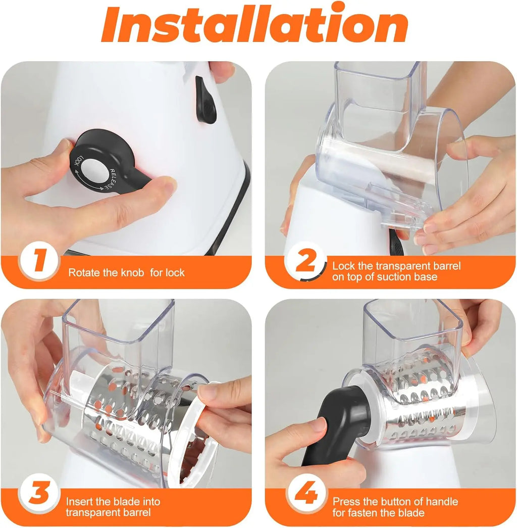 Multi-Purpose Rotary Grater & Vegetable Slicer – Cheese, Potato, Carrot