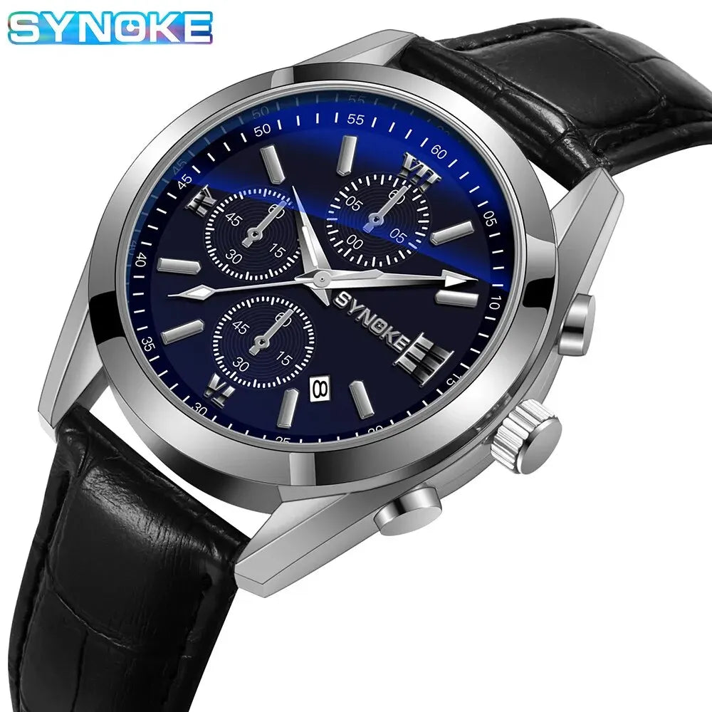 SYNOKE Men’s Quartz Watch – Fashion, Waterproof, Night Glow & Calendar