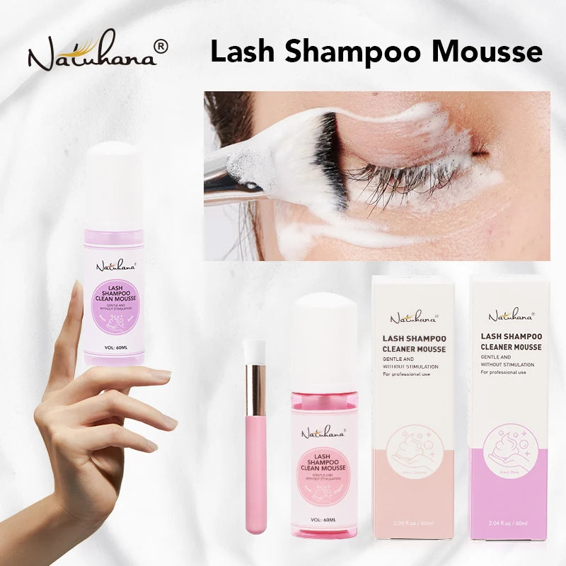 Natuhana 60ml Eyelash Extension Shampoo Mousse – Gentle Lash Cleaner